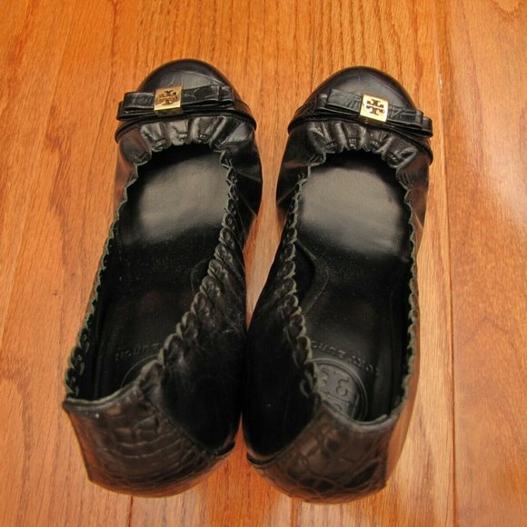 NEW Tory Burch Marie 4" Black Nappa Italian Leather Heel with Bow 9.5 - Picture 11 of 14